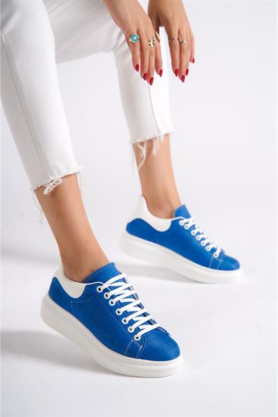 Mubiano MBMKQ200-MB Kadın Kalın Taban Mavi/Beyaz Sneaker & Spor Ayakkabı