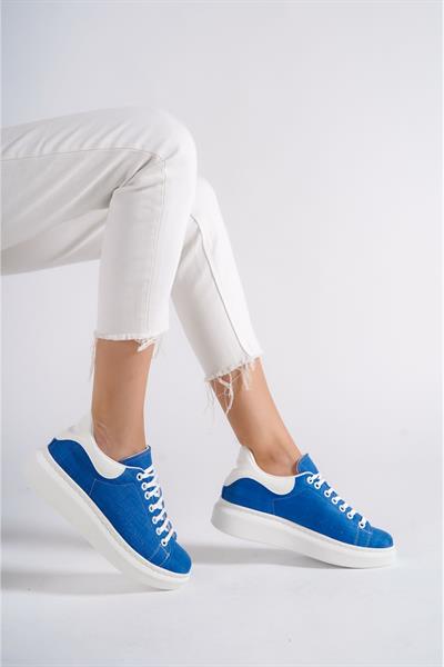 Mubiano MBMKQ200-MB Kadın Kalın Taban Mavi/Beyaz Sneaker & Spor Ayakkabı