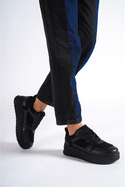 Mubiano MBNK160-SS Kadın Kalın Taban Siyah/Siyah Sneaker & Spor Ayakkabı