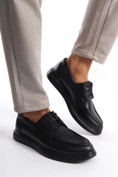 Mubiano MBRGN105-S Siyah Erkek Bağcıklı Loafer