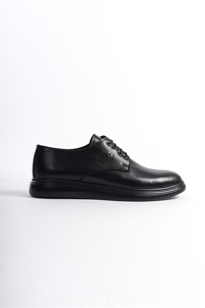 Mubiano MBRGN86-S Siyah Erkek Cilt Bağcıklı Loafer