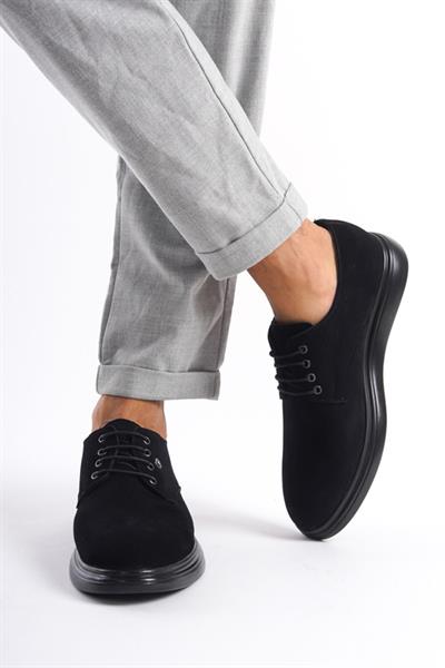 Mubiano MBRGN87-S Siyah Erkek Süet Bağcıklı Loafer