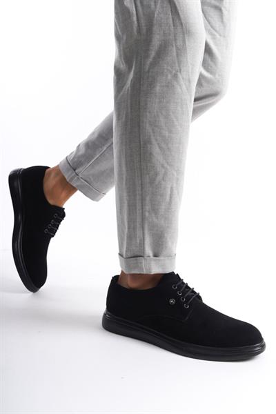 Mubiano MBRGN87-S Siyah Erkek Süet Bağcıklı Loafer