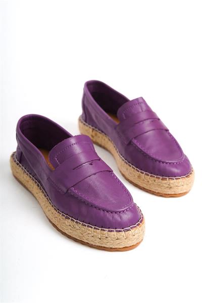 Mubiano Hakiki Deri MBSVK23A001-MR Kadın Mor Espadril & Babet