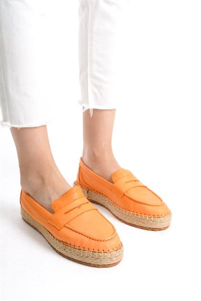 Mubiano Hakiki Deri MBSVK23A001-ORJ Kadın Oranj Espadril & Babet