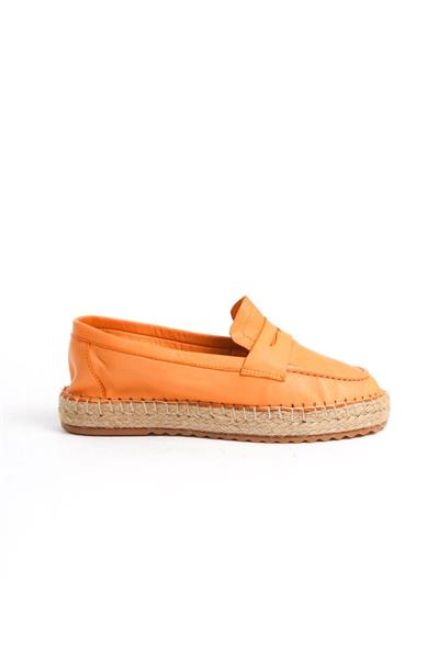 Mubiano Hakiki Deri MBSVK23A001-ORJ Kadın Oranj Espadril & Babet