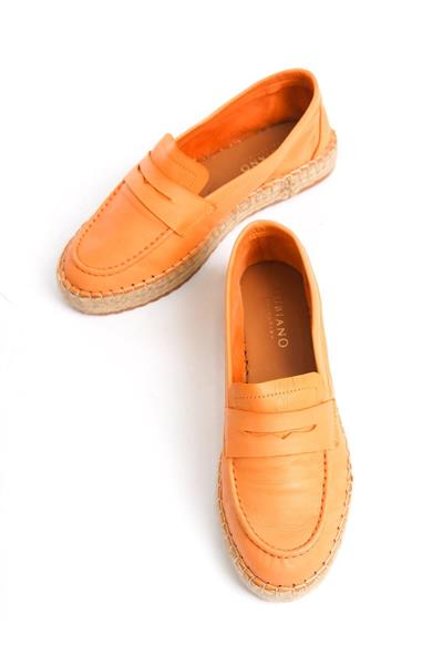 Mubiano Hakiki Deri MBSVK23A001-ORJ Kadın Oranj Espadril & Babet