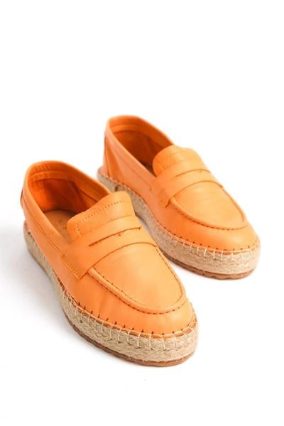 Mubiano Hakiki Deri MBSVK23A001-ORJ Kadın Oranj Espadril & Babet