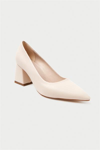 Mubiano MBZFR600-BJ Kadın Blok Topuklu 6 cm Sivri Burun Bej Stiletto & Topuklu Ayakkabı
