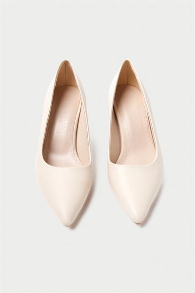 Mubiano MBZFR600-BJ Kadın Blok Topuklu 6 cm Sivri Burun Bej Stiletto & Topuklu Ayakkabı