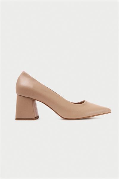 Mubiano MBZFR600-N Kadın Blok Topuklu 6 cm Sivri Burun Nude Stiletto & Topuklu Ayakkabı