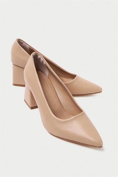 Mubiano MBZFR600-N Kadın Blok Topuklu 6 cm Sivri Burun Nude Stiletto & Topuklu Ayakkabı