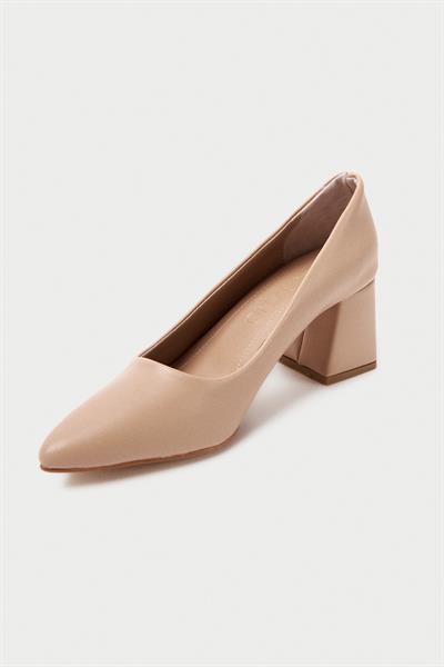 Mubiano MBZFR600-N Kadın Blok Topuklu 6 cm Sivri Burun Nude Stiletto & Topuklu Ayakkabı
