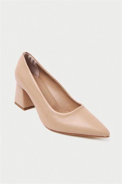 Mubiano MBZFR600-N Kadın Blok Topuklu 6 cm Sivri Burun Nude Stiletto & Topuklu Ayakkabı