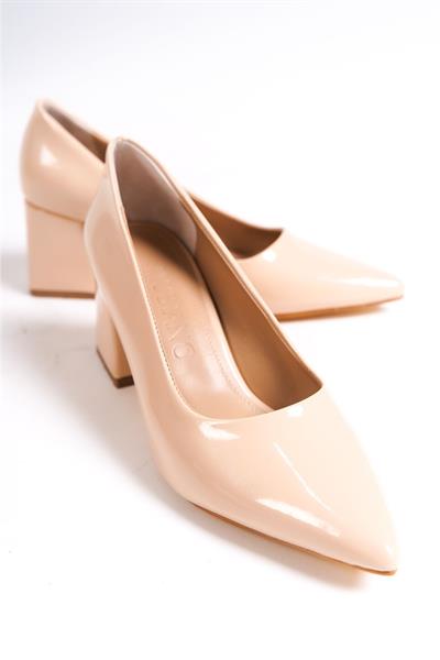 Mubiano MBZFR602-RN Kadın Rugan Blok Topuklu 6 cm Sivri Burun Nude Stiletto & Topuklu Ayakkabı