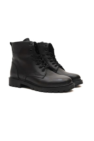 Mubiano Hakiki Deri MBZYN2303-S Siyah Kauçuk Taban Fermuarlı Erkek Bot & Postal