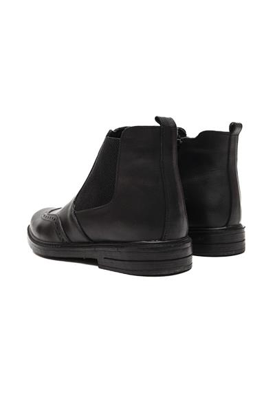 Mubiano Hakiki Deri MBZYN2307-S Siyah Zımba Detaylı Erkek Bot & Chelsea