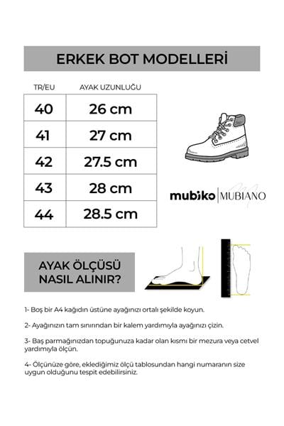 Mubiano Hakiki Deri MBZYN2307-TB Taba Zımba Detaylı Erkek Bot & Chealsea