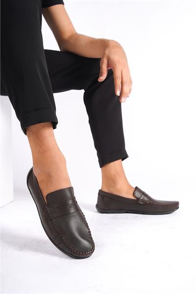 Mubiano Hakiki Deri SRG666K İç Dış Kahverengi Erkek Loafer