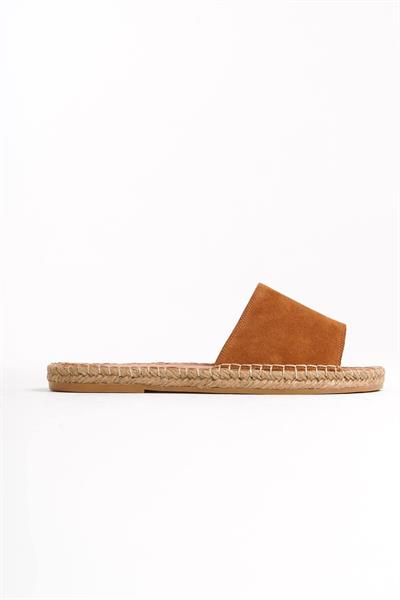 Mubiano Hakiki Deri Summer Erkek Süet Jüt Taban Taba Espadril Terlik -MSSR122-TB