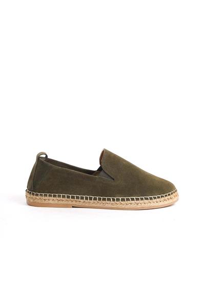 Mubiano Hakiki Deri Summer Erkek Jüt Taban Haki Süet Espadril & Loafer -MSSR1120-HK