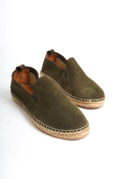 Mubiano Hakiki Deri Summer Erkek Jüt Taban Haki Süet Espadril & Loafer -MSSR1120-HK