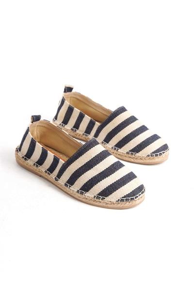 Mubiano Summer Erkek Jüt Taban Keten Lacivert/Beyaz Espadril -MSSR3535-LB
