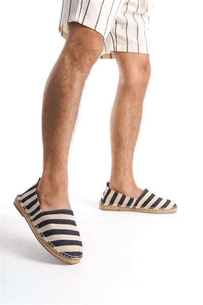 Mubiano Summer Erkek Jüt Taban Keten Lacivert/Beyaz Espadril -MSSR3535-LB