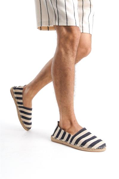 Mubiano Summer Erkek Jüt Taban Keten Lacivert/Beyaz Espadril -MSSR3535-LB