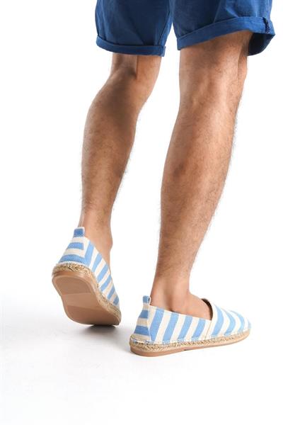 Mubiano Summer Erkek Jüt Taban Keten Mavi/Beyaz Espadril -MSSR3535-MB