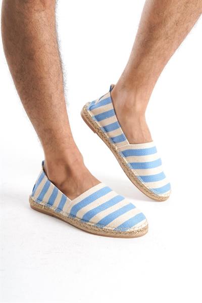 Mubiano Summer Erkek Jüt Taban Keten Mavi/Beyaz Espadril -MSSR3535-MB