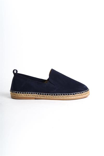 Mubiano Hakiki Deri Summer Erkek Jüt Taban Lacivert Süet Espadril & Loafer -MSSR1120-LCV