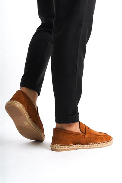 Mubiano Hakiki Deri Summer Erkek Jüt Taban Taba Süet Espadril & Loafer -MSSR1274-TB