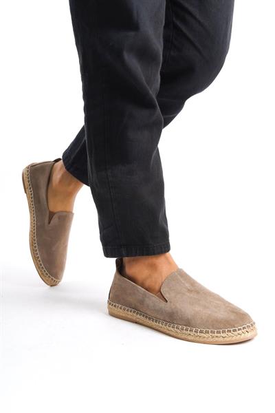 Mubiano Hakiki Deri Summer Erkek Jüt Taban Vizon Süet Espadril & Loafer -MSSR1120-VZ
