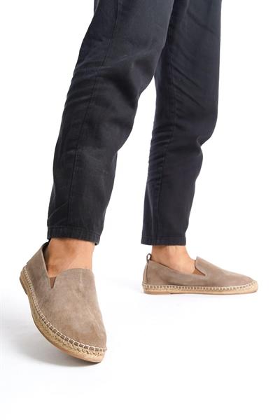Mubiano Hakiki Deri Summer Erkek Jüt Taban Vizon Süet Espadril & Loafer -MSSR1120-VZ