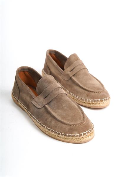 Mubiano Hakiki Deri Summer Erkek Jüt Taban Vizon Süet Espadril & Loafer -MSSR1274-VZ