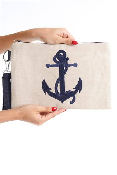 Mubiano Summer Kadın Bej Duck Keten Kumaş Çapa Clutch & Portföy Çanta - MSLY0109-BJ