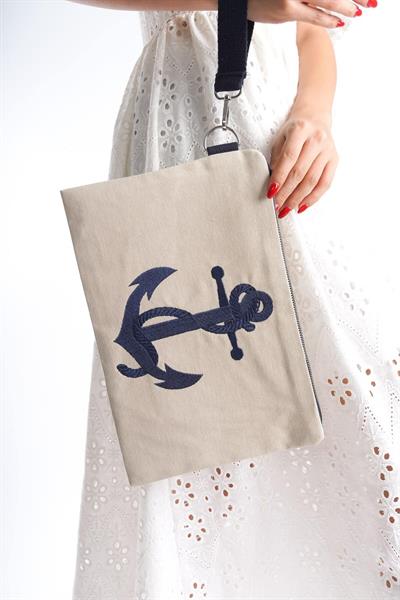 Mubiano Summer Kadın Bej Duck Keten Kumaş Çapa Clutch & Portföy Çanta - MSLY0109-BJ