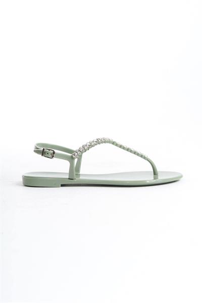 Mubiano Summer Kadın Jelly Mat Avokado Taş Detay Düz Sandalet-MSTB7070-AVK