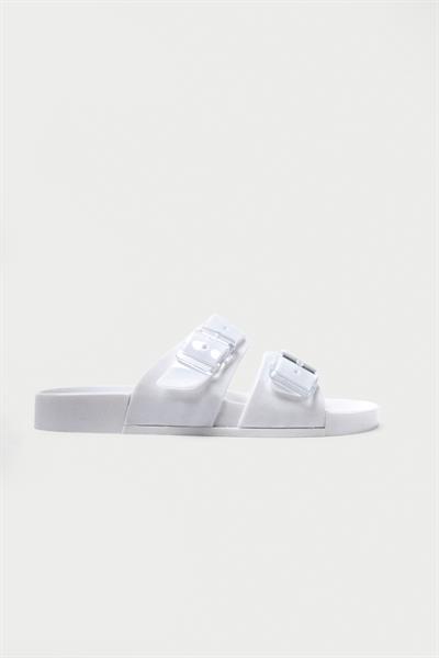 Mubiano Summer Kadın Jelly Mat Beyaz Düz Terlik-MSTB146-B