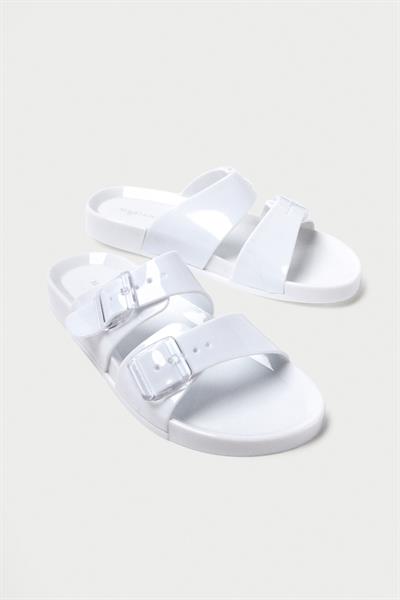 Mubiano Summer Kadın Jelly Mat Beyaz Düz Terlik-MSTB146-B