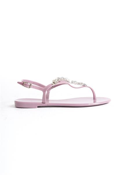Mubiano Summer Kadın Jelly Mat Gül Kurusu Taş Detay Düz Sandalet-MSTB6262-GK