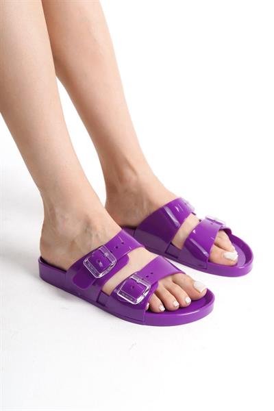 Mubiano Summer Kadın Jelly Mat Mor Düz Terlik-MSTB146-MR