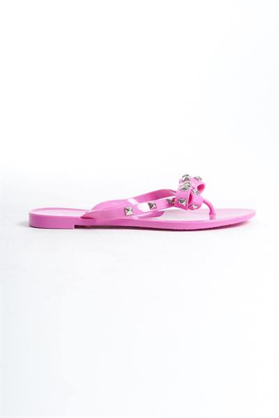 Mubiano Summer Kadın Jelly Mat Pembe Fiyonk Detay Düz Terlik-MSTB8282-PMB