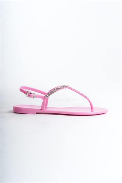 Mubiano Summer Kadın Jelly Mat Pudra Taş Detay Düz Sandalet-MSTB7070-PD