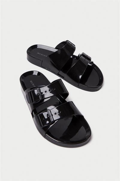 Mubiano Summer Kadın Jelly Mat Siyah Düz Terlik-MSTB146-S