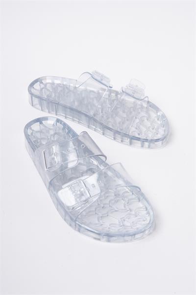 Mubiano Summer Kadın Jelly Şeffaf Cam Düz Terlik-MSTB188-CM