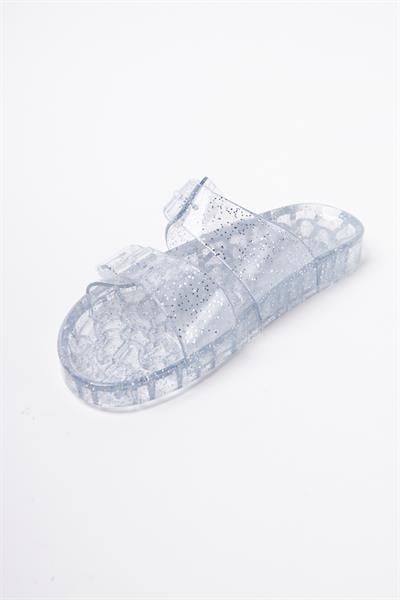 Mubiano Summer Kadın Jelly Şeffaf Gri Sim Düz Terlik-MSTB165-SGS