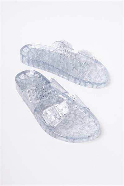 Mubiano Summer Kadın Jelly Şeffaf Gri Sim Düz Terlik-MSTB165-SGS