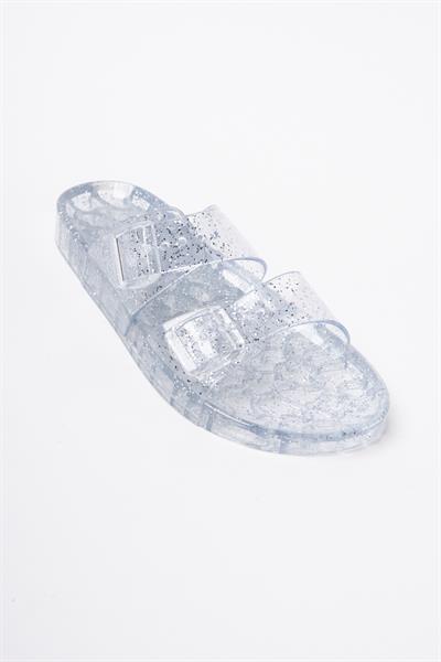 Mubiano Summer Kadın Jelly Şeffaf Gri Sim Düz Terlik-MSTB165-SGS
